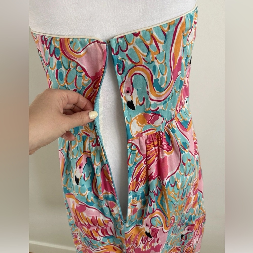 Lilly Pulitzer Wyatt Peel And Eat Dress Flamingo Print Size 6 - Picture 5 of 8
